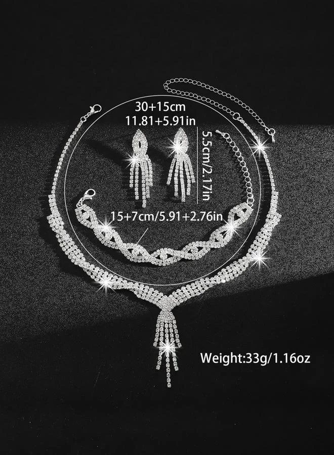 Take Two 3-Piece Embellished Tassel Necklace, Bracelet And Earrings Jewelry Set